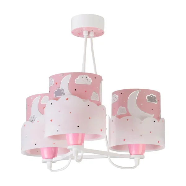 Lámpara Infantil de Tres Luces en Color Rosa y Blanco