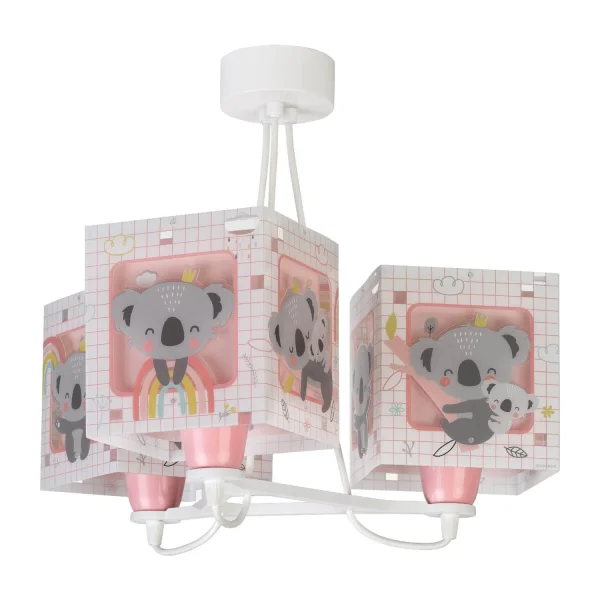 LÁMPARA DE TECHO 3 LUCES KOALA ROSA