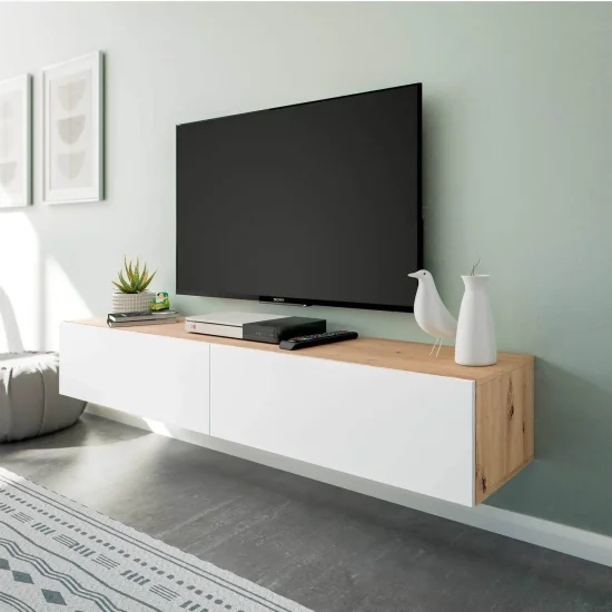 Mueble tv natural madera de olmo salón 180 x 40 x 60 cm - Muebles