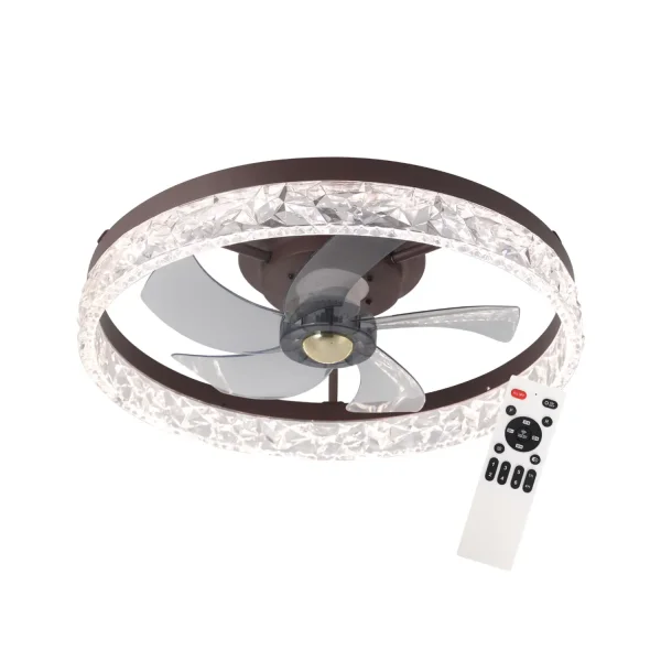 VENTILADOR DE TECHO ESTILO PLAFÓN LED 30W 3000-6000K 5 PALAS NEGRO ROCHELLE