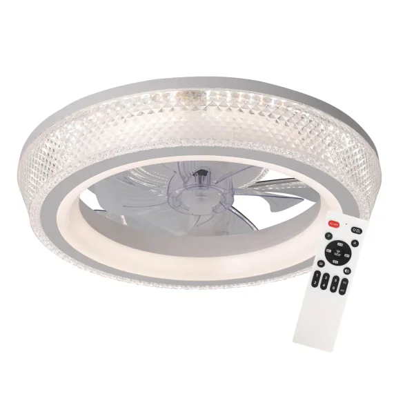 VENTILADOR DE TECHO ESTILO PLAFÓN LED 48W 3000-6000K 5 PALAS BLANCO GLIMMER