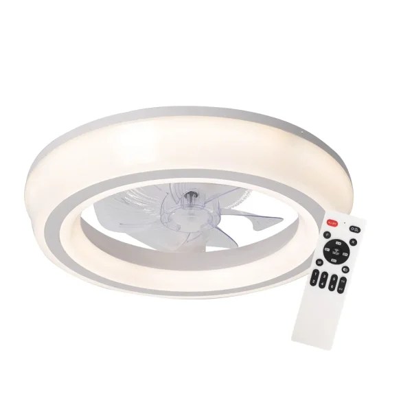 VENTILADOR DE TECHO ESTILO PLAFÓN LED 48W 3000-6000K 5 ASPAS BLANCO CLARISSE