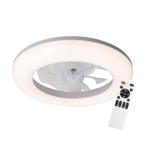 VENTILADOR DE TECHO ESTILO PLAFÓN LED 48W 3000-6000K 5 ASPAS BLANCO ELYSIAN